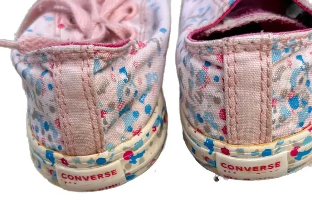 Converse‎ Chuck Taylor All Star Kids Pink Floral Polka Dot Sneakers Size 9